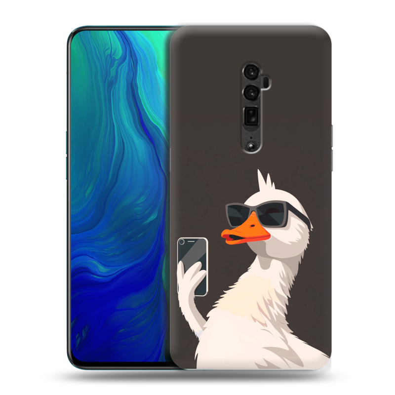 Пластиковый чехол на OPPO Reno 10x Zoom с принтом утка в очках Пластиковый чехол на OPPO Reno 10x Zoom с принтом утка в очках