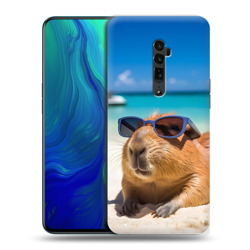 Пластиковый чехол на OPPO Reno 10x Zoom с принтом Капибара Пластиковый чехол на OPPO Reno 10x Zoom с принтом Капибара