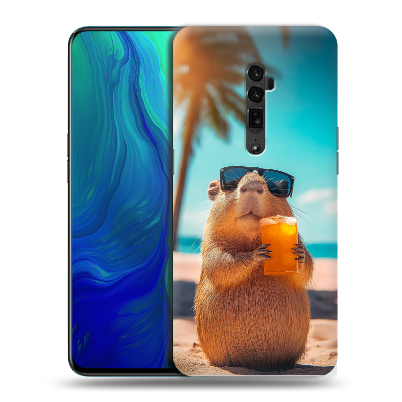 Пластиковый чехол на OPPO Reno 10x Zoom с принтом Капибара Пластиковый чехол на OPPO Reno 10x Zoom с принтом Капибара