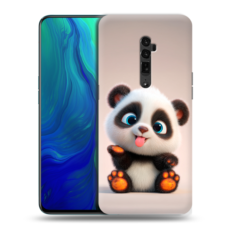 Пластиковый чехол на OPPO Reno 10x Zoom с принтом милая панда Пластиковый чехол на OPPO Reno 10x Zoom с принтом милая панда