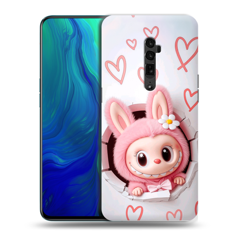 Пластиковый чехол на OPPO Reno 10x Zoom с принтом Labubu Лабубу Пластиковый чехол на OPPO Reno 10x Zoom с принтом Labubu Лабубу
