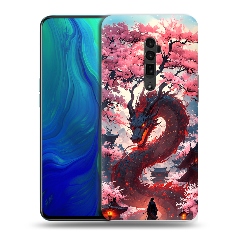 Пластиковый чехол на OPPO Reno 10x Zoom с принтом Дракон Японский Пластиковый чехол на OPPO Reno 10x Zoom с принтом Дракон Японский