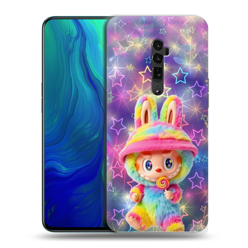 Пластиковый чехол на OPPO Reno 10x Zoom с принтом Labubu Лабубу Пластиковый чехол на OPPO Reno 10x Zoom с принтом Labubu Лабубу