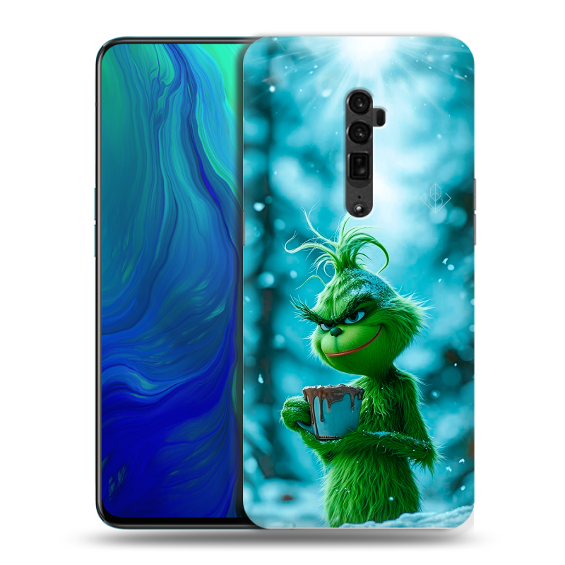Пластиковый чехол на OPPO Reno 10x Zoom с принтом Новый год гринч Пластиковый чехол на OPPO Reno 10x Zoom с принтом Новый год гринч