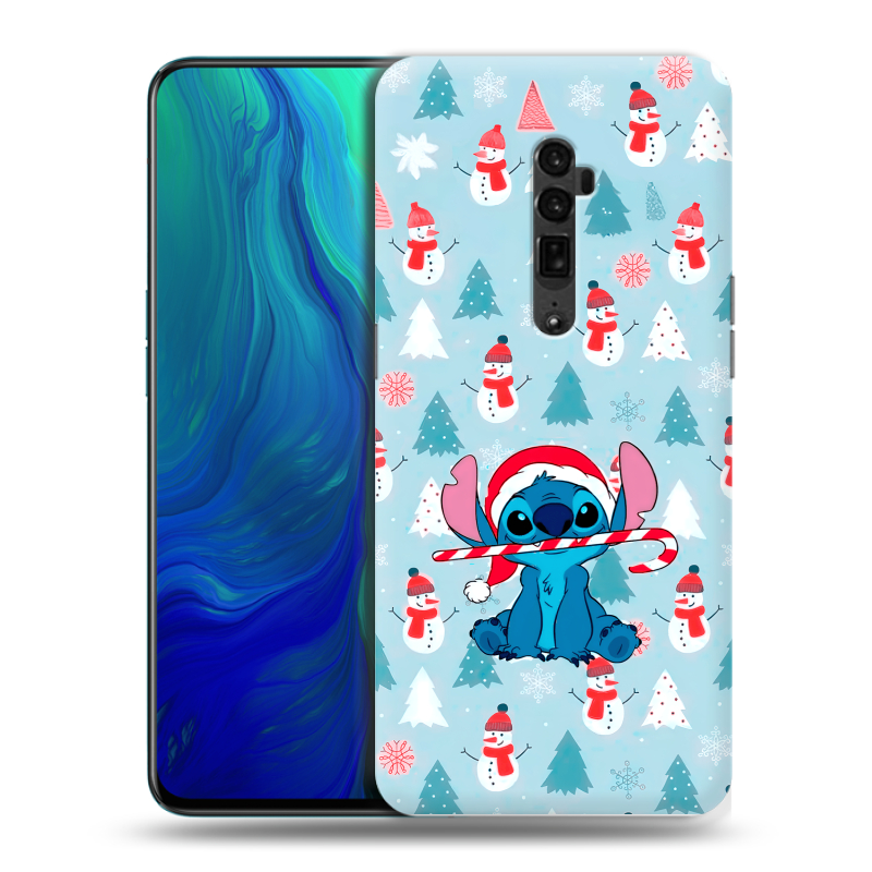 Пластиковый чехол на OPPO Reno 10x Zoom с принтом Стич Новый год Пластиковый чехол на OPPO Reno 10x Zoom с принтом Стич Новый год