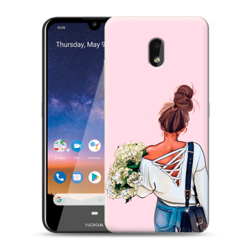 Силиконовый чехол на Nokia 2.2 с принтом Девушка и букет