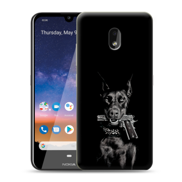 Силиконовый чехол на Nokia 2.2 с принтом Доберман и пистолет