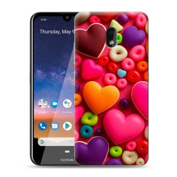 Силиконовый чехол на Nokia 2.2 с принтом Сердечки