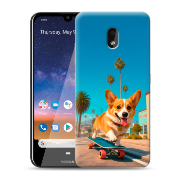 Силиконовый чехол на Nokia 2.2 с принтом Корги на скейте Силиконовый чехол на Nokia 2.2 с принтом Корги на скейте