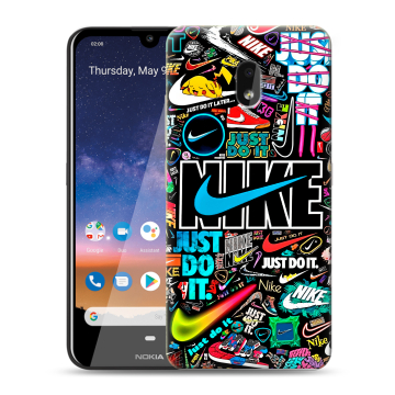 Силиконовый чехол на Nokia 2.2 с принтом найк nike черный Силиконовый чехол на Nokia 2.2 с принтом найк nike черный