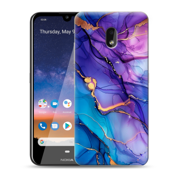 Силиконовый чехол на Nokia 2.2 с принтом синий мрамор Силиконовый чехол на Nokia 2.2 с принтом синий мрамор