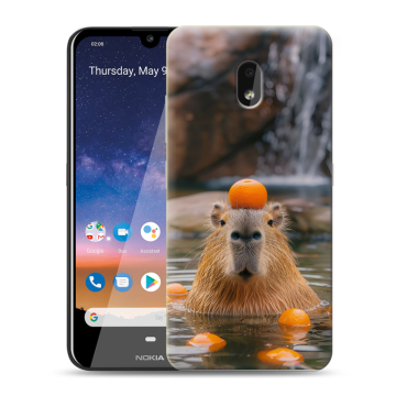 Силиконовый чехол на Nokia 2.2 с принтом Капибара с апельсином Силиконовый чехол на Nokia 2.2 с принтом Капибара с апельсином