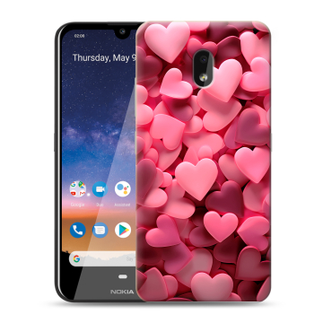 Силиконовый чехол на Nokia 2.2 с принтом розовые сердечки Силиконовый чехол на Nokia 2.2 с принтом розовые сердечки