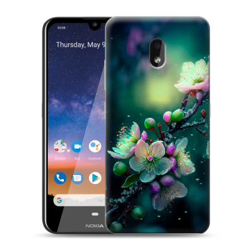 Силиконовый чехол на Nokia 2.2 с принтом Цветы и мрамор