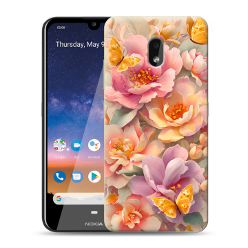 Силиконовый чехол на Nokia 2.2 с принтом Цветы и бабочки