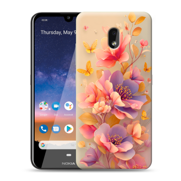 Силиконовый чехол на Nokia 2.2 с принтом Цветы и бабочки