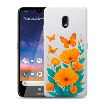 Силиконовый чехол на Nokia 2.2 с принтом цветы бабочки