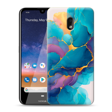 Силиконовый чехол на Nokia 2.2 с принтом Мрамор блестки