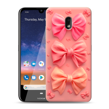 Силиконовый чехол на Nokia 2.2 с принтом Розовые бантики Силиконовый чехол на Nokia 2.2 с принтом Розовые бантики