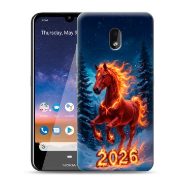Силиконовый чехол на Nokia 2.2 с принтом Новый год коня
