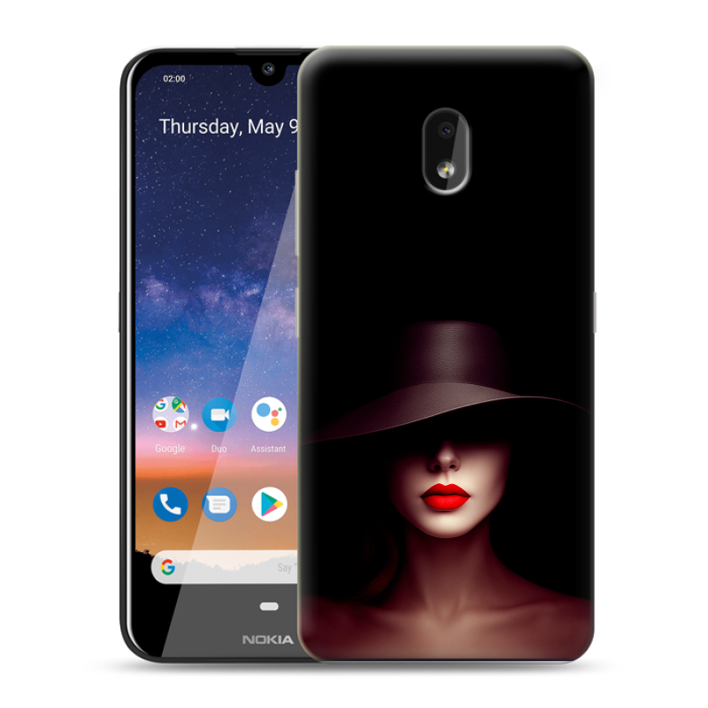 Силиконовый чехол на Nokia 2.2 с принтом Девушка в шляпе Силиконовый чехол на Nokia 2.2 с принтом Девушка в шляпе