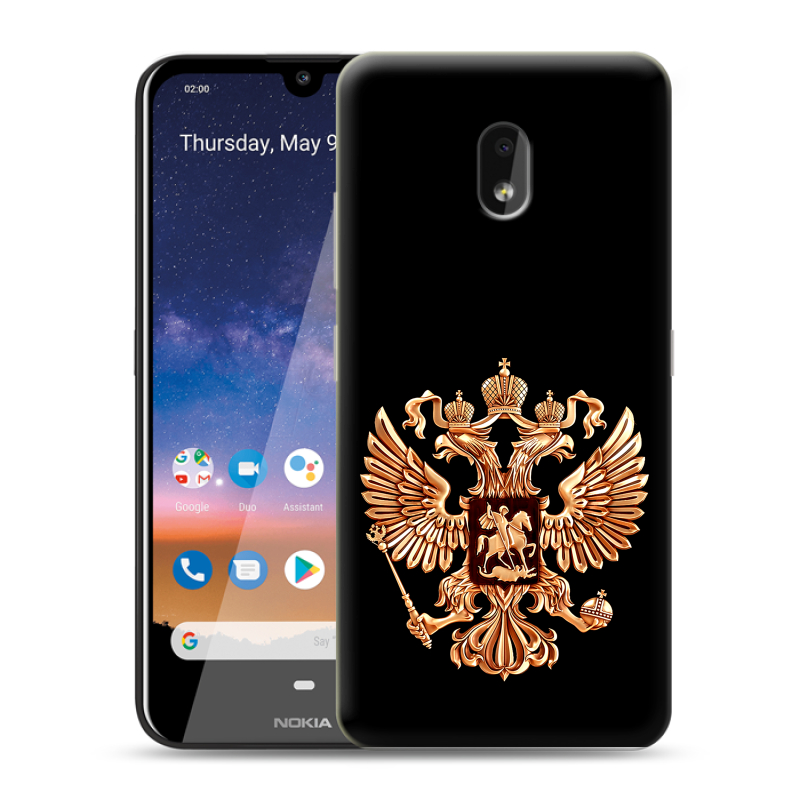 Силиконовый чехол на Nokia 2.2 с принтом Герб России золотой Силиконовый чехол на Nokia 2.2 с принтом Герб России золотой