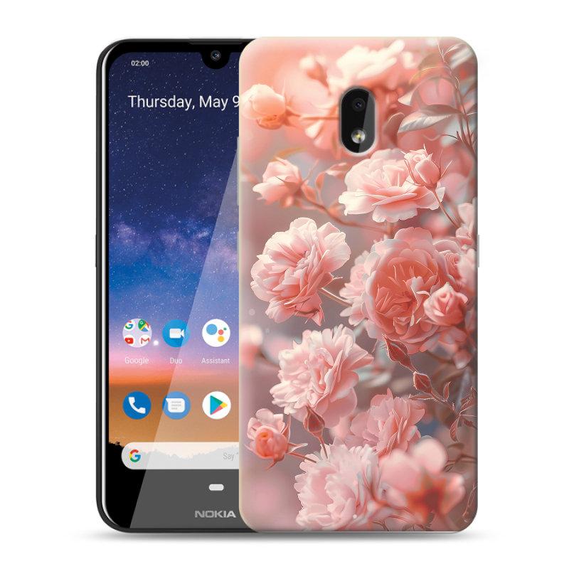 Силиконовый чехол на Nokia 2.2 с принтом Розовые розы Силиконовый чехол на Nokia 2.2 с принтом Розовые розы