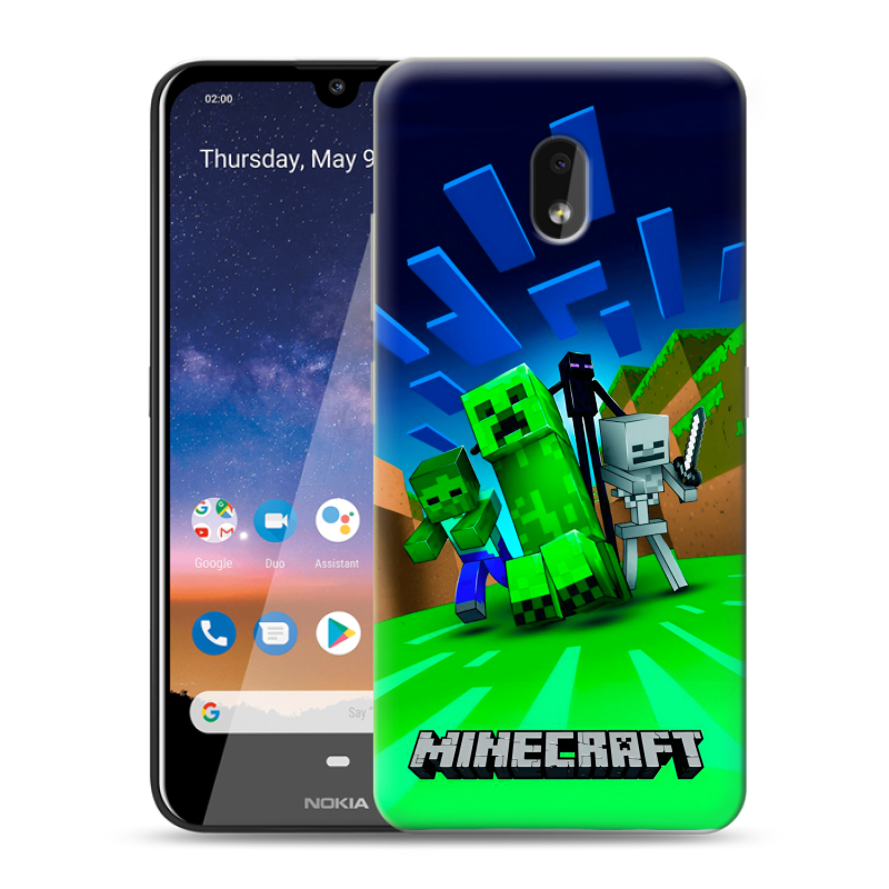 Силиконовый чехол на Nokia 2.2 с принтом Майнкрафт Силиконовый чехол на Nokia 2.2 с принтом Майнкрафт