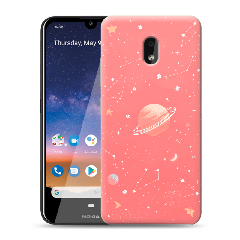 Силиконовый чехол на Nokia 2.2 с принтом Розовый космос Силиконовый чехол на Nokia 2.2 с принтом Розовый космос
