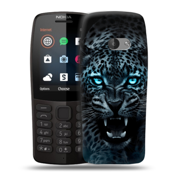 Силиконовый чехол на Nokia 210 с принтом Темный леопард