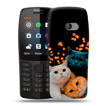 Силиконовый чехол на Nokia 210 с принтом Кошки Силиконовый чехол на Nokia 210 с принтом Кошки