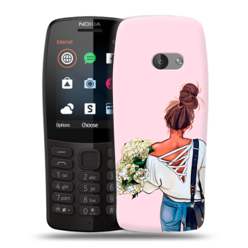 Силиконовый чехол на Nokia 210 с принтом Девушка и букет Силиконовый чехол на Nokia 210 с принтом Девушка и букет