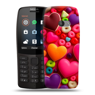 Силиконовый чехол на Nokia 210 с принтом Сердечки Силиконовый чехол на Nokia 210 с принтом Сердечки