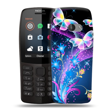 Силиконовый чехол на Nokia 210 с принтом Бабочки Силиконовый чехол на Nokia 210 с принтом Бабочки