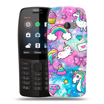 Силиконовый чехол на Nokia 210 с принтом Единороги Силиконовый чехол на Nokia 210 с принтом Единороги
