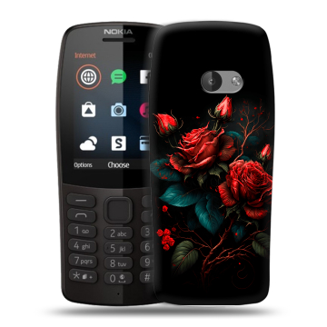 Силиконовый чехол на Nokia 210 с принтом Розы красные Силиконовый чехол на Nokia 210 с принтом Розы красные