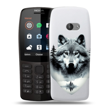 Силиконовый чехол на Nokia 210 с принтом Волк в лесу