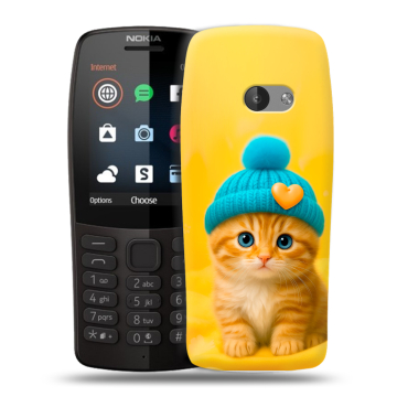 Силиконовый чехол на Nokia 210 с принтом Котенок в шапке