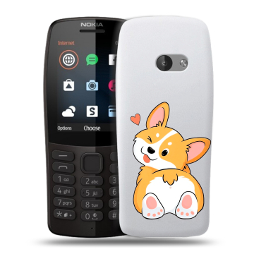 Силиконовый чехол на Nokia 210 с принтом Корги Силиконовый чехол на Nokia 210 с принтом Корги