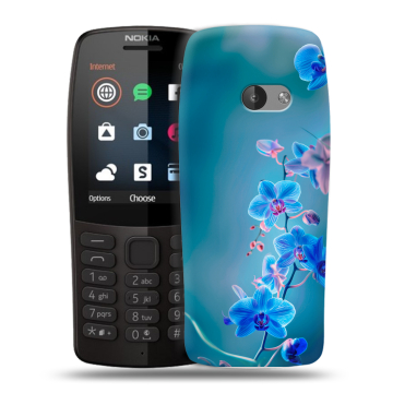 Силиконовый чехол на Nokia 210 с принтом Голубые цветы Силиконовый чехол на Nokia 210 с принтом Голубые цветы