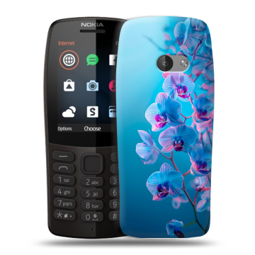 Силиконовый чехол на Nokia 210 с принтом голубые орхидеи Силиконовый чехол на Nokia 210 с принтом голубые орхидеи
