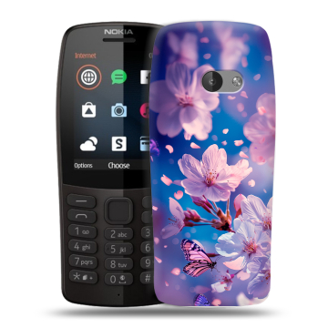 Силиконовый чехол на Nokia 210 с принтом цветы бабочки Силиконовый чехол на Nokia 210 с принтом цветы бабочки