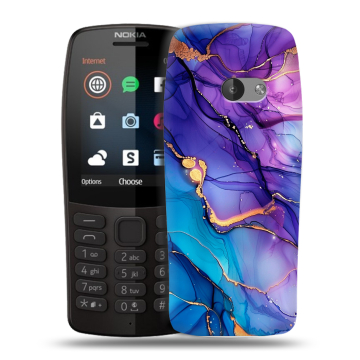 Силиконовый чехол на Nokia 210 с принтом синий мрамор