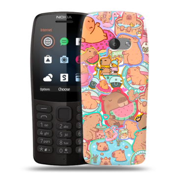 Силиконовый чехол на Nokia 210 с принтом капибары Силиконовый чехол на Nokia 210 с принтом капибары