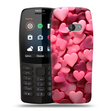 Силиконовый чехол на Nokia 210 с принтом розовые сердечки Силиконовый чехол на Nokia 210 с принтом розовые сердечки