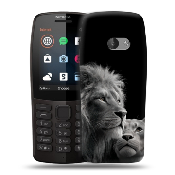 Силиконовый чехол на Nokia 210 с принтом Лев кошки