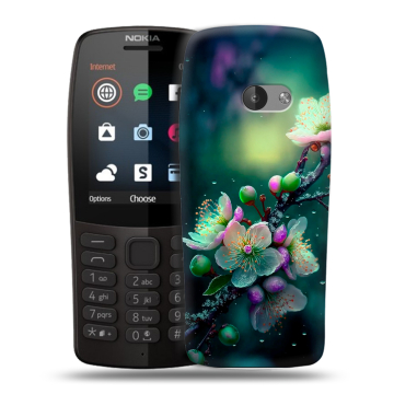 Силиконовый чехол на Nokia 210 с принтом Цветы и мрамор Силиконовый чехол на Nokia 210 с принтом Цветы и мрамор