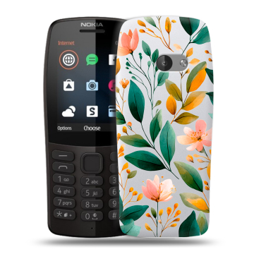 Силиконовый чехол на Nokia 210 с принтом Цветы паттерн