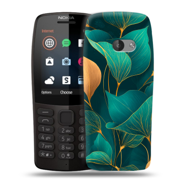 Силиконовый чехол на Nokia 210 с принтом Листья и золото