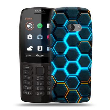 Силиконовый чехол на Nokia 210 с принтом Неоновые соты